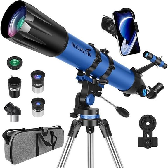 High-Powered 90mm Aperture Telescope with Mount and Carry