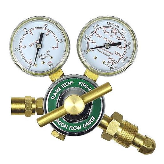 Flame Tech Argon Regulator with Dual-Scale Gauges