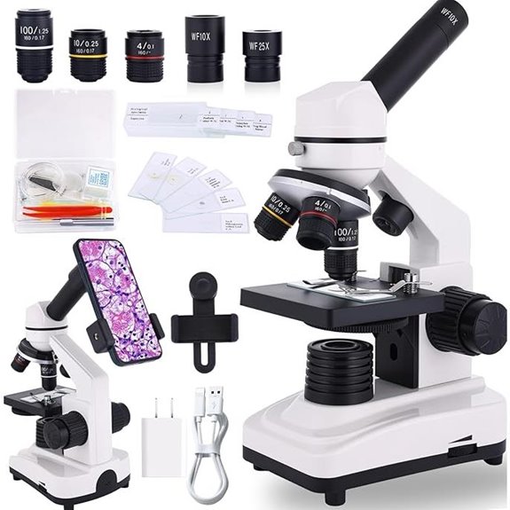 Microscope for Adults & Kids with Slides & Phone Holder