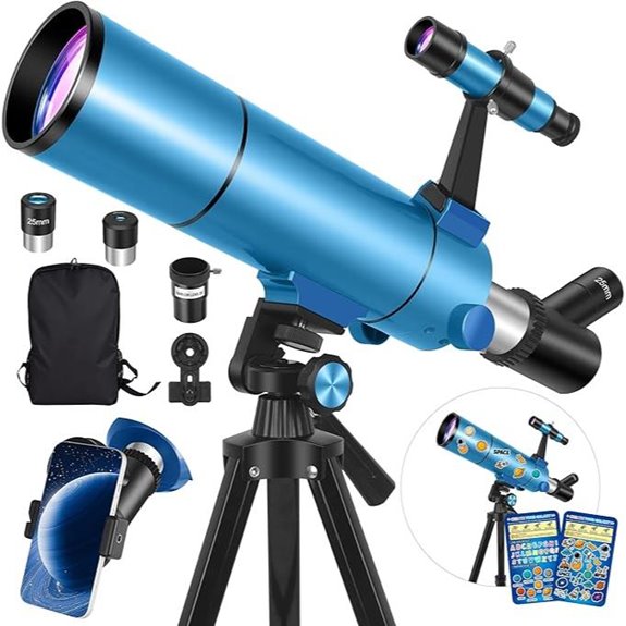 Portable 80mm Refractor Telescope for Adults & Kids