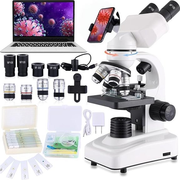 Compound Microscope with Dual LED Lighting and 40X-2500X Zoom