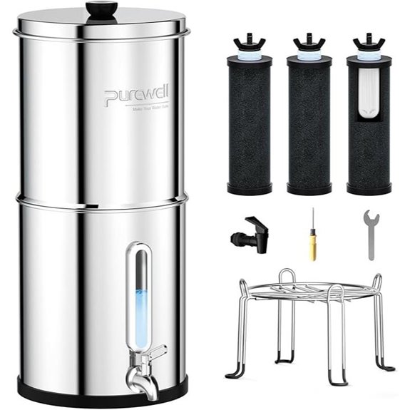 Purewell Gravity Water Filter System with 3 Filters