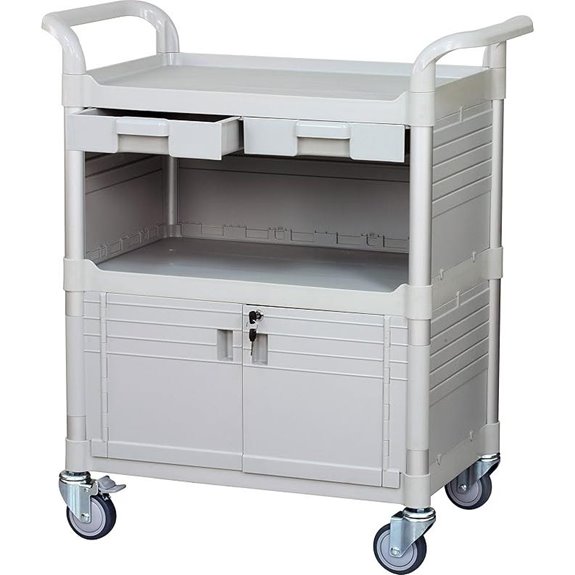 JaboEquip Heavy Duty Lockable Medical Utility Cart