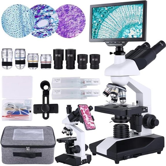 High-Power Trinocular Microscope with HD Screen