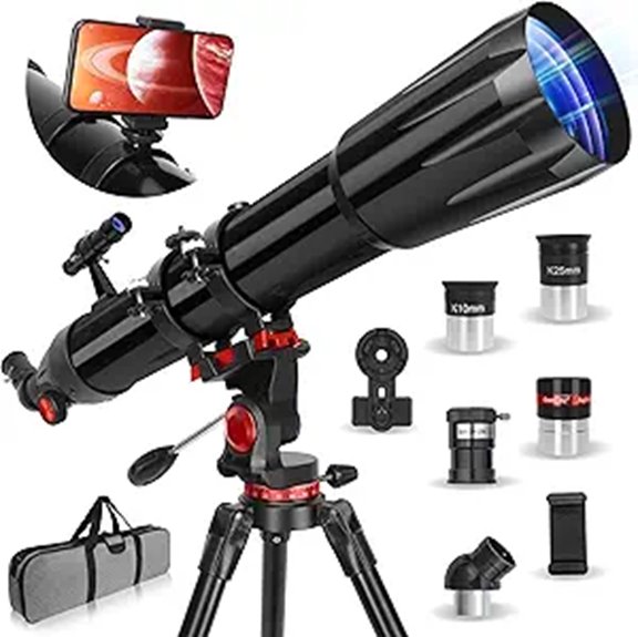 High Power 90mm Refractor Telescope with Tripod