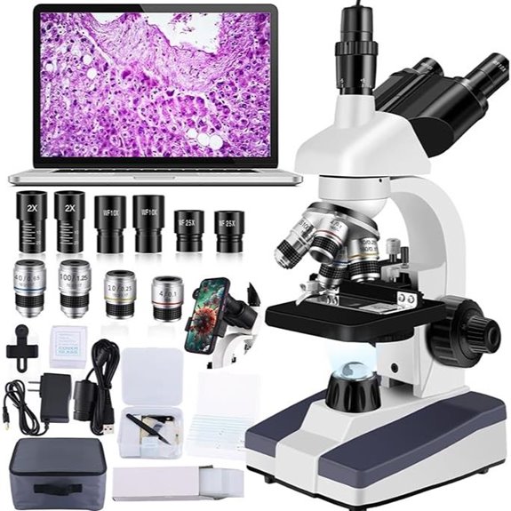 Trinocular Microscope 40X-5000X with HD USB Camera