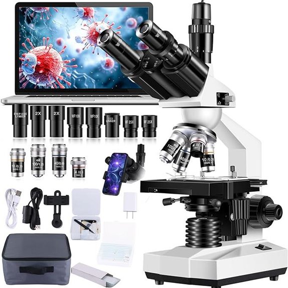 Trinocular Microscope 40X-5000X with HD USB Camera