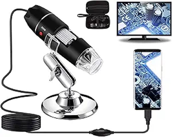 USB Digital Microscope 40X-1000X with Stand and Case