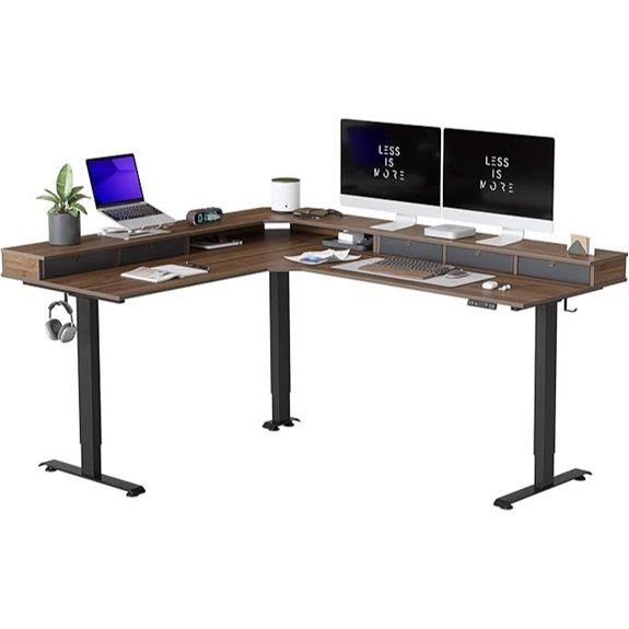 FEZIBO L-Shaped Electric Standing Desk with Drawers
