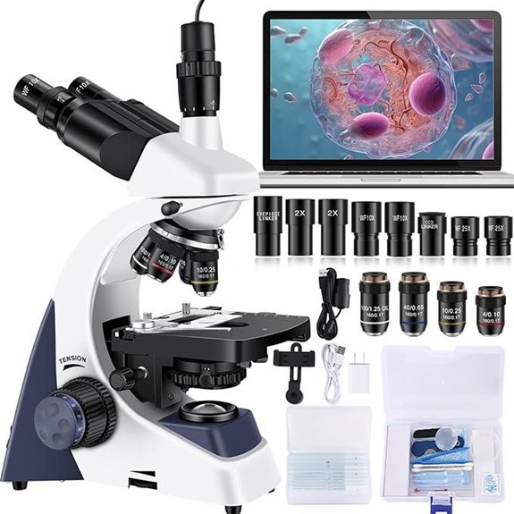 Lab Grade Microscope with Dual Stages & HD USB Camera