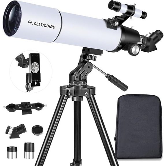High Powered 80mm Aperture Refractor Telescope for Adults