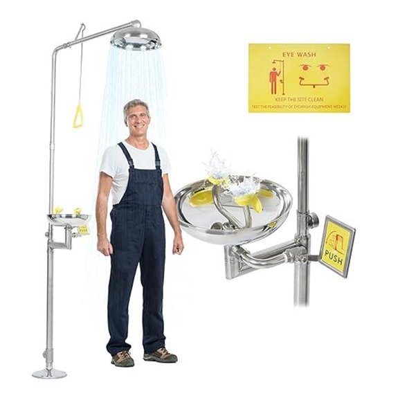 Lukar Emergency Shower & Eye Wash Station Stainless Steel Stainless Steel