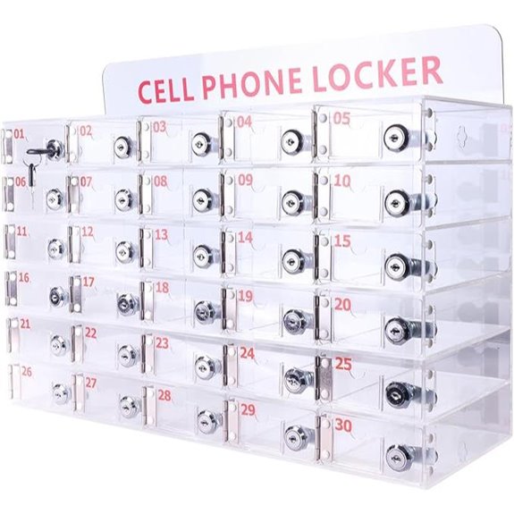 30 Slots Clear Cell Phone Locker with Lock